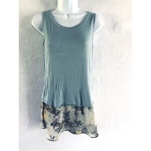 Logo Floral Tunic Tank Boho-Chic‎ Whimsigoth Grunge Lagenlook Sage Green Medium